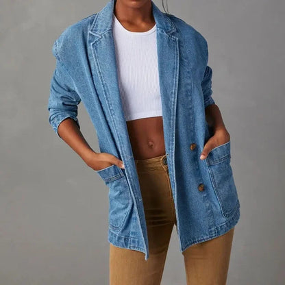 Krisje - Stijlvolle denim blazer met zakken voor dames