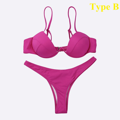 Lillian - Bandage Braziliaanse Bikini in Effen Kleur