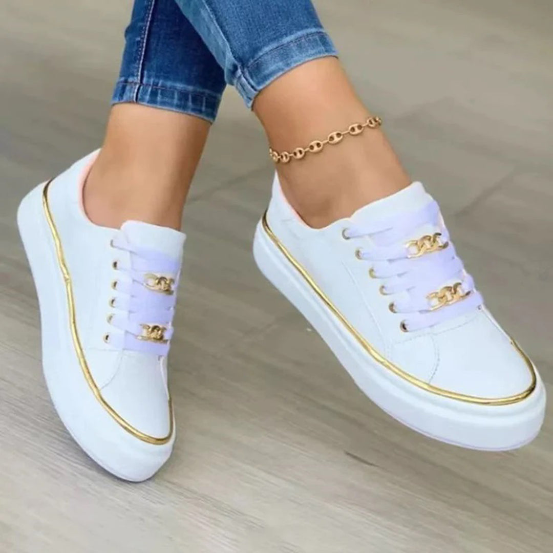 Roos - Stijlvolle Damesschoenen Sneakers met Gouden Detail