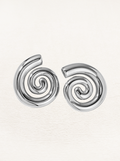 Hanneke - Glossy Spiral Oorbellen Zilver