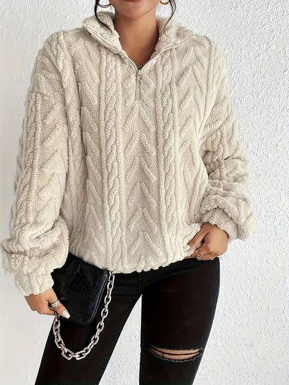 Arianna -  Fleece Trui met Kraag en Ritssluiting.