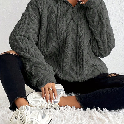 Arianna -  Fleece Trui met Kraag en Ritssluiting.