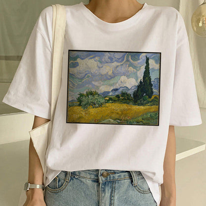 Rhea - T-shirt met Van Gogh opdruk