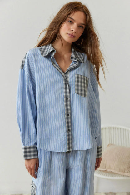 Saint Du Bois Comfi en Vrouwelijke Plaid Pyjama Set van Broek en Overhemd