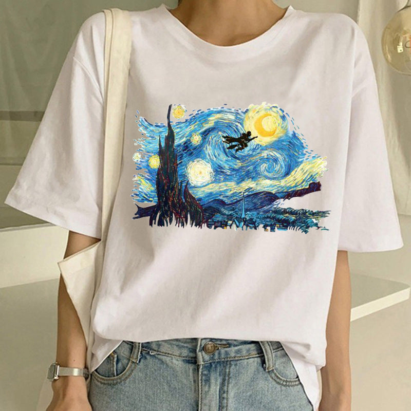 Rhea - T-shirt met Van Gogh opdruk