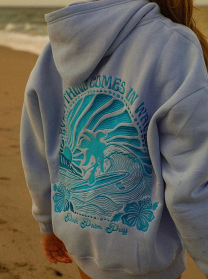 Sara - Oversized Sunset Hoodie met Boorduur en Capuchon