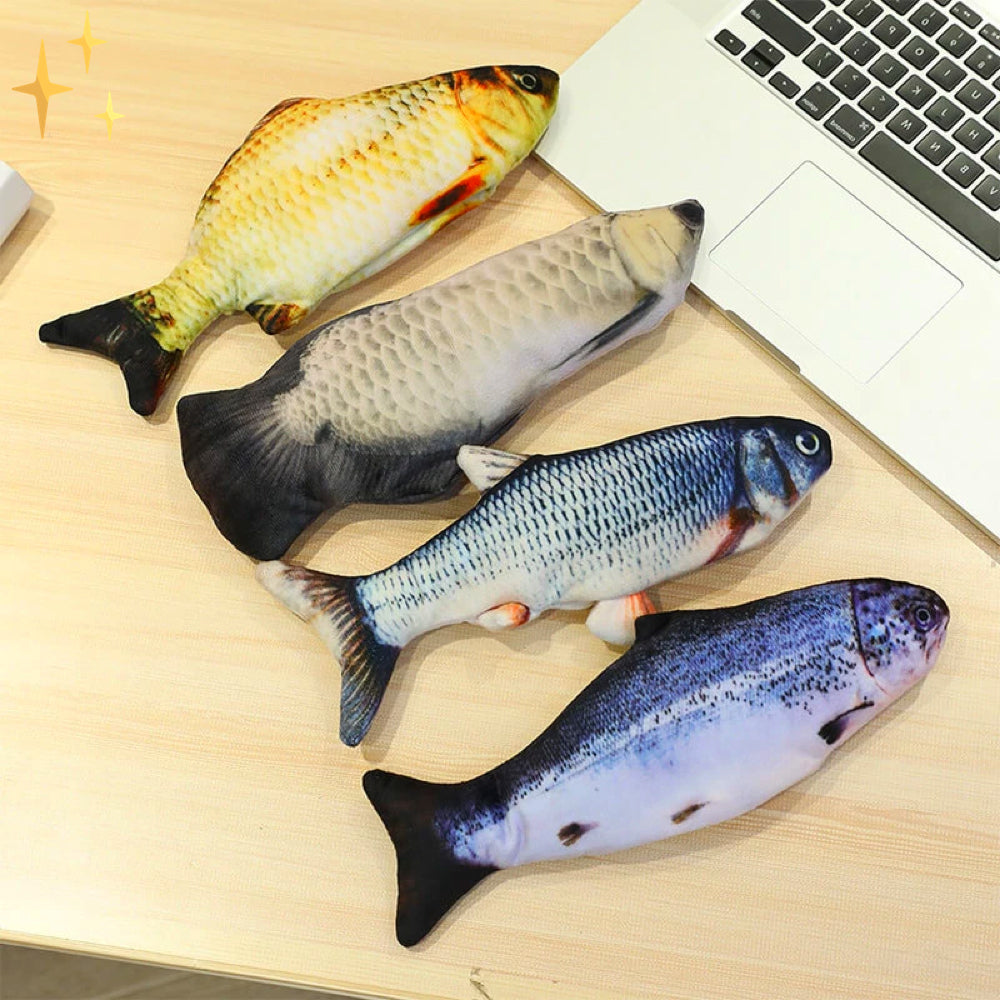 4 Stuks Bewegende Vissen Speelgoed voor Katten voor een Fit en Gezond Huisdier (Karper, Zalm, Arowana en Goudvis)