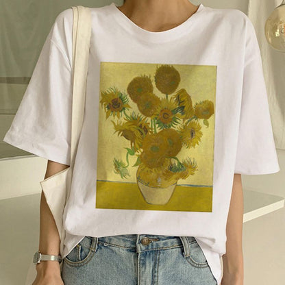 Rhea - T-shirt met Van Gogh opdruk