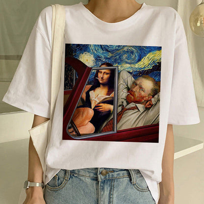 Rhea - T-shirt met Van Gogh opdruk