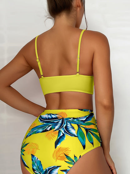 Beatrice - Push-Up Bikiniset met Hoge Taille en Tropische Print