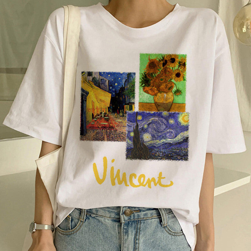 Rhea - T-shirt met Van Gogh opdruk