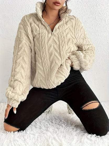 Arianna -  Fleece Trui met Kraag en Ritssluiting.
