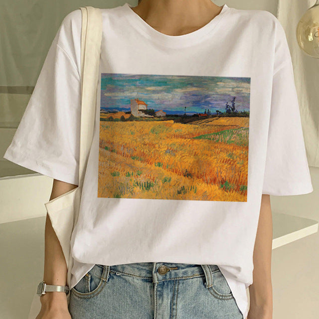 Rhea - T-shirt met Van Gogh opdruk