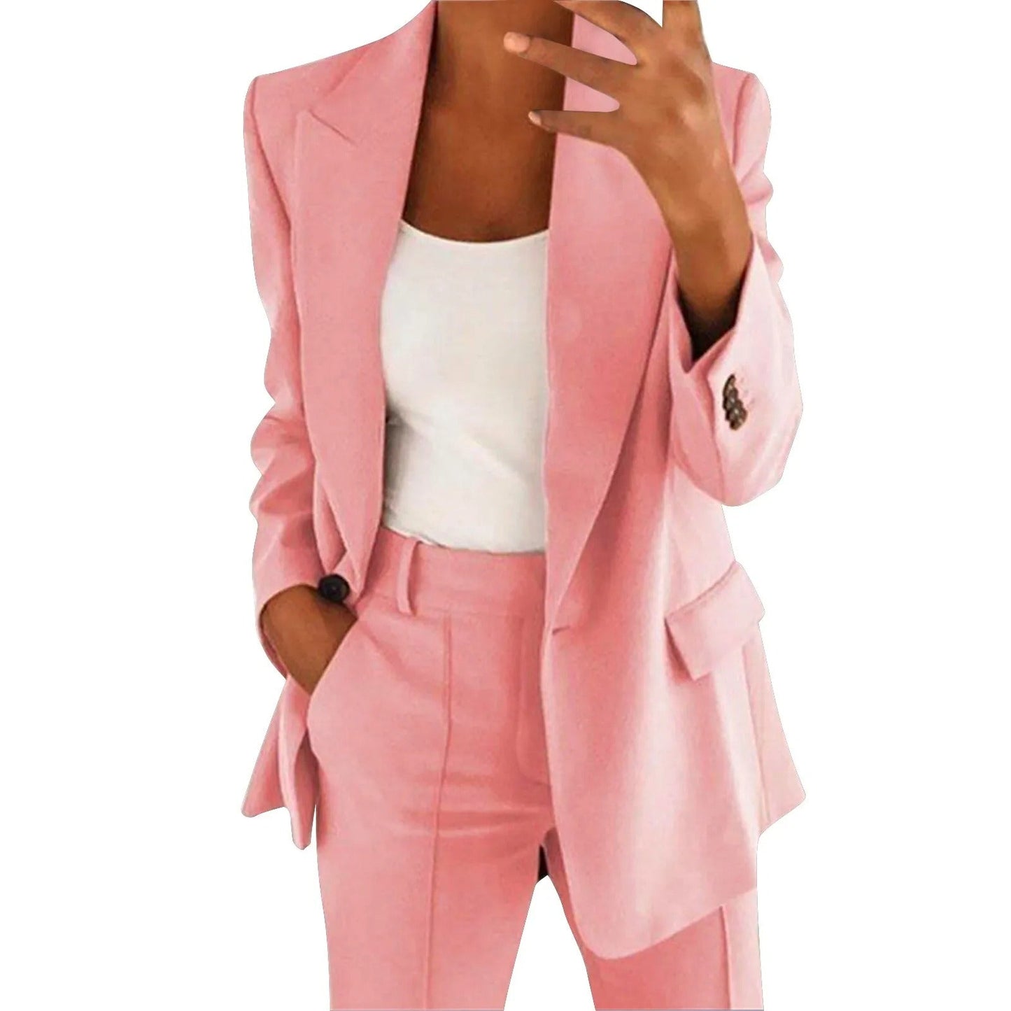 VeraModa Effen Kleur Vrouwen Suit Pak Set met Colbert Blazer en Pantalon