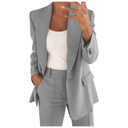 VeraModa Effen Kleur Vrouwen Suit Pak Set met Colbert Blazer en Pantalon