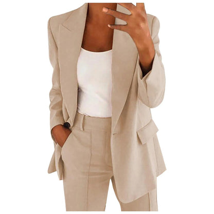 VeraModa Effen Kleur Vrouwen Suit Pak Set met Colbert Blazer en Pantalon