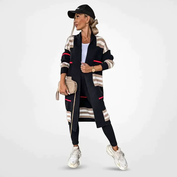 Alice - Lange Gestreepte Cardigan met Moderne Streetwear Flair