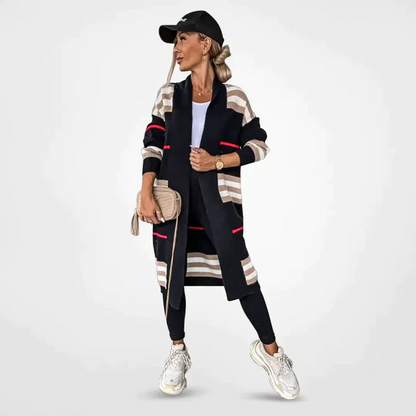 Alice - Lange Gestreepte Cardigan met Moderne Streetwear Flair