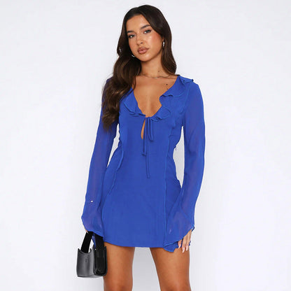 Isabella - Ruffled Tie-Front Jurk