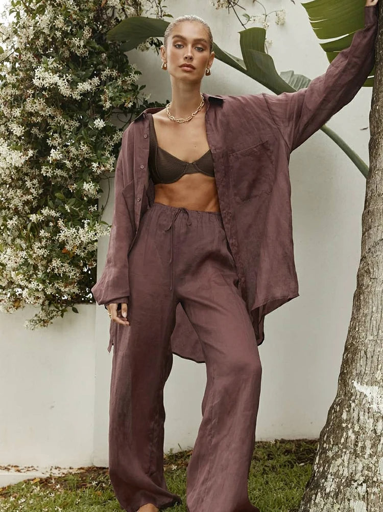 Sophia - Linnen Shirt en Broek Set