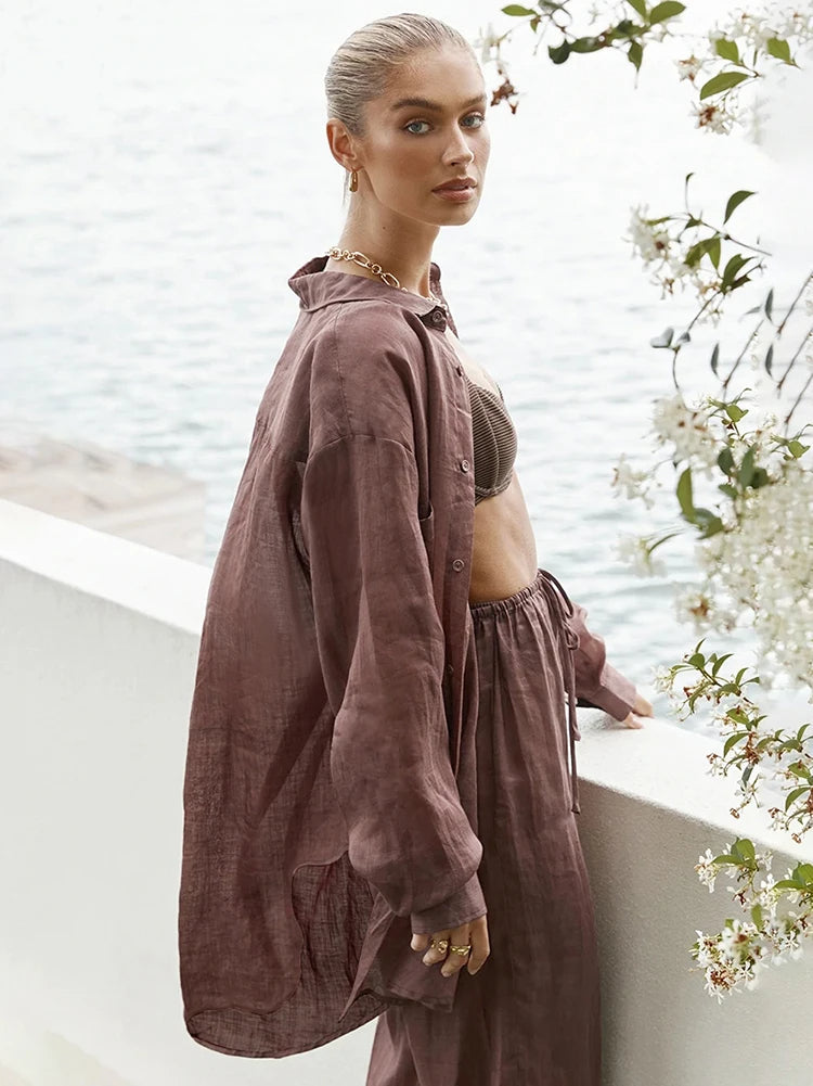 Sophia - Linnen Shirt en Broek Set