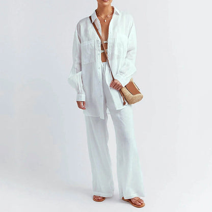 Sophia - Linnen Shirt en Broek Set