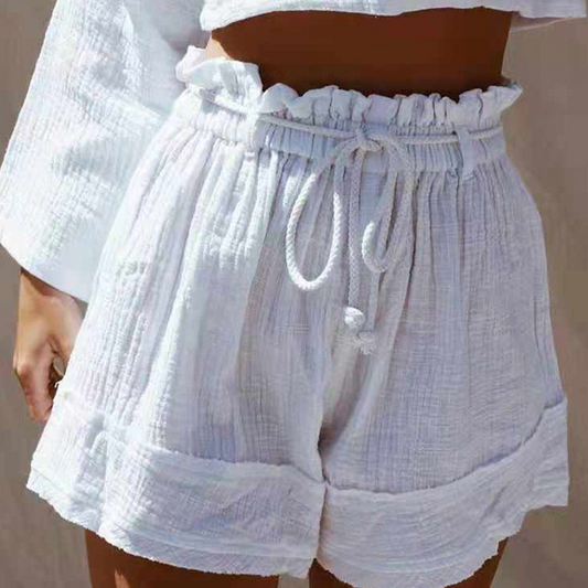 Pamela - Witte Boho Shorts van Katoenmix