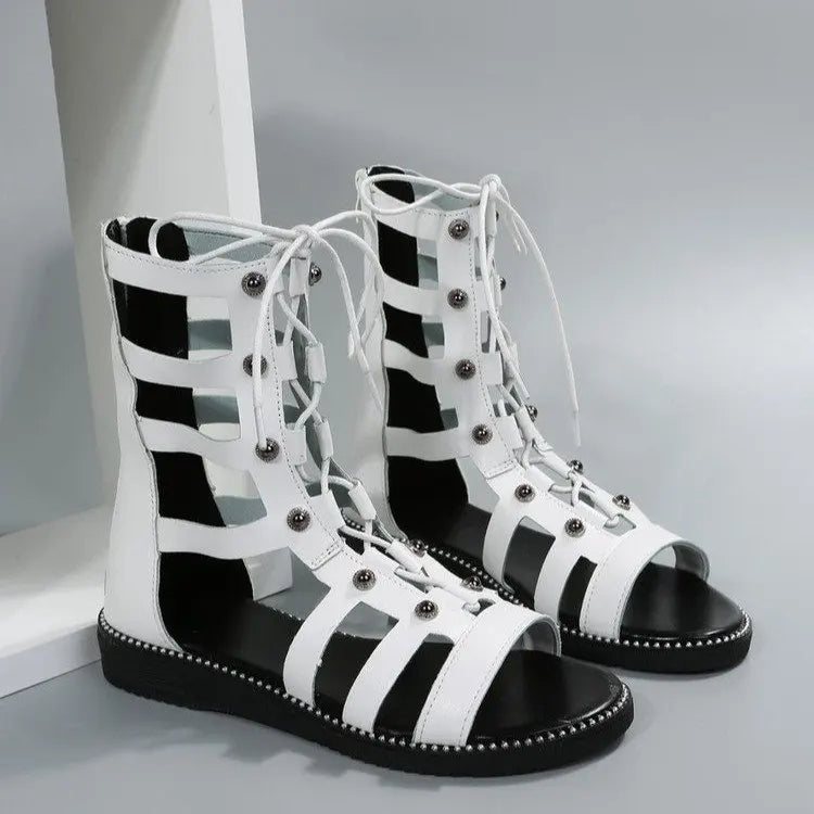 Ava - Lace-Up Gladiator Sandalen met Studs