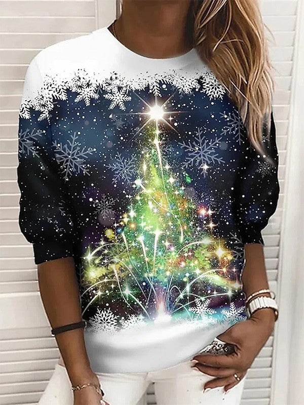 Quertine - Betoverende Kerstboom Sweater met Sneeuwvlokken