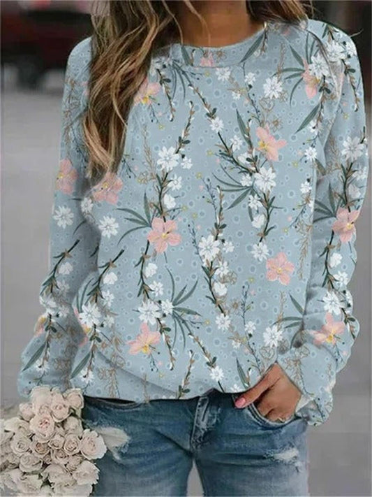 Pitt - Blouse met Lange Mouwen, Bloemenprint en Ronde Hals