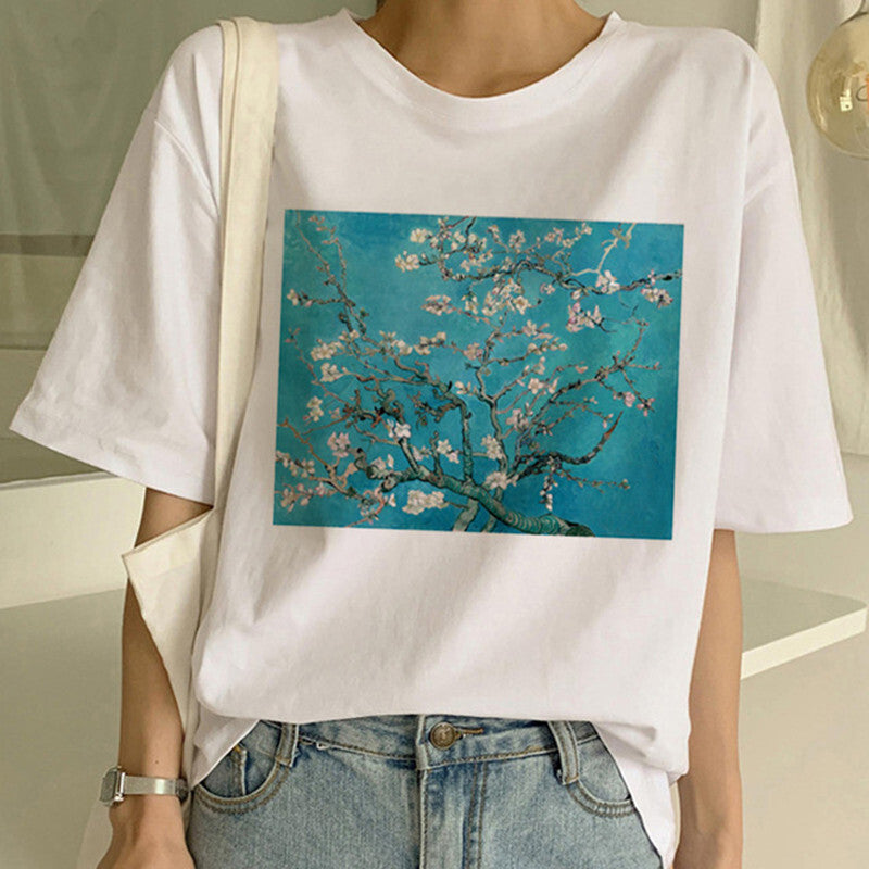 Rhea - T-shirt met Van Gogh opdruk