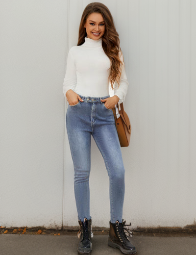 Iyanna - Warme met Fleece Gevoerde Denim Legging