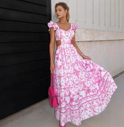 Ava - Mini Jurk met Bloemenprint, Ruches en Diepe V-hals