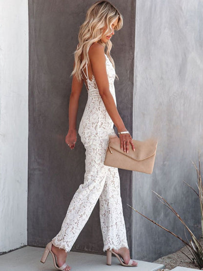 Ava - Kanten V-hals Jumpsuit