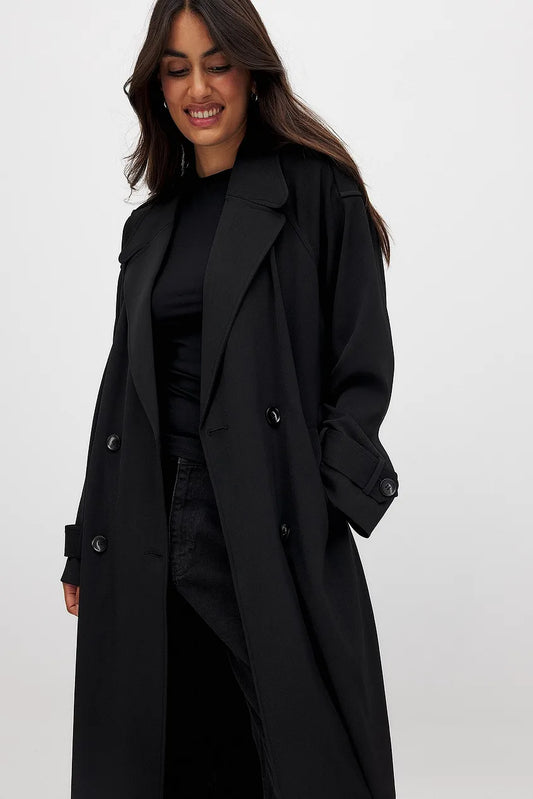 Claire - Elegante Lange Trenchcoat met Dubbelrijige Knoopsluiting