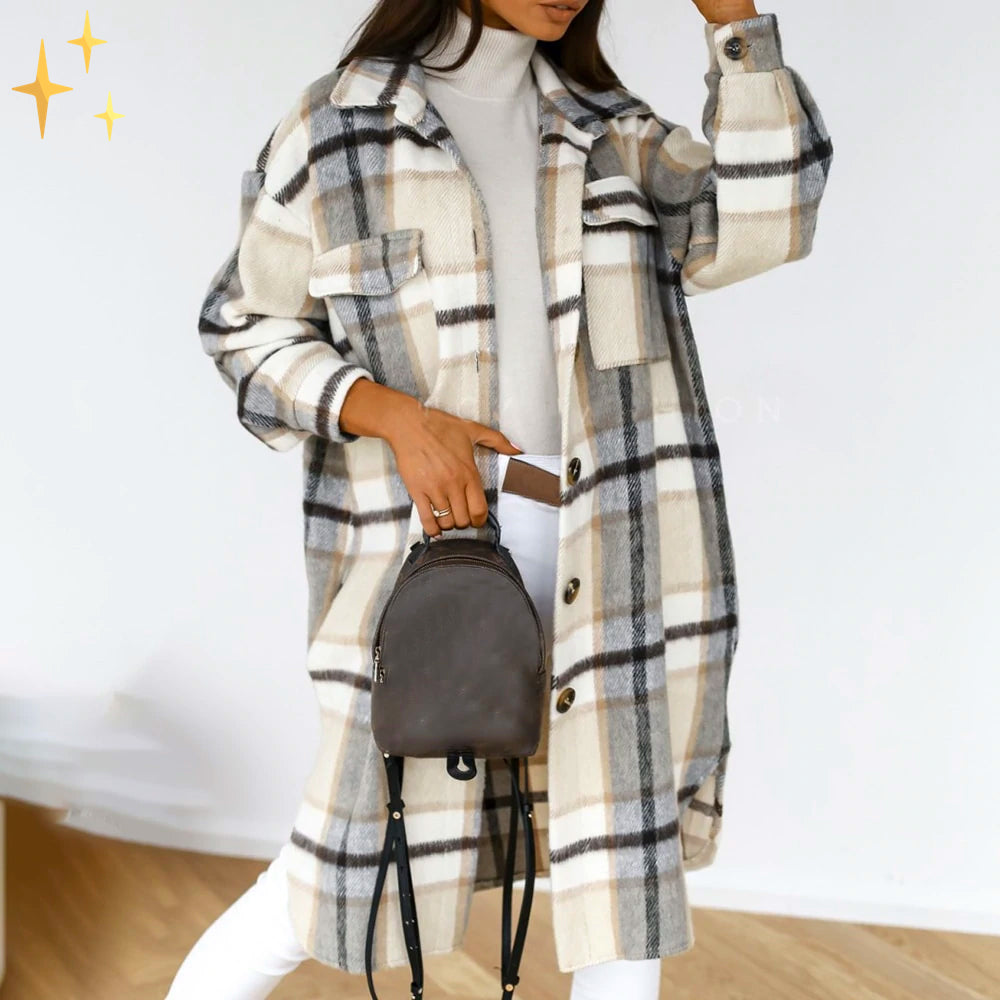 Luna Luchtige Lente Midi Jas met Plaid Print