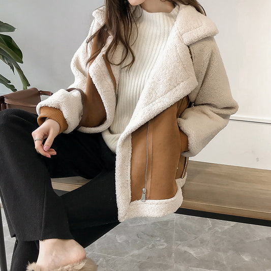 Suede - Damesjas met Oversized Fleece Voering