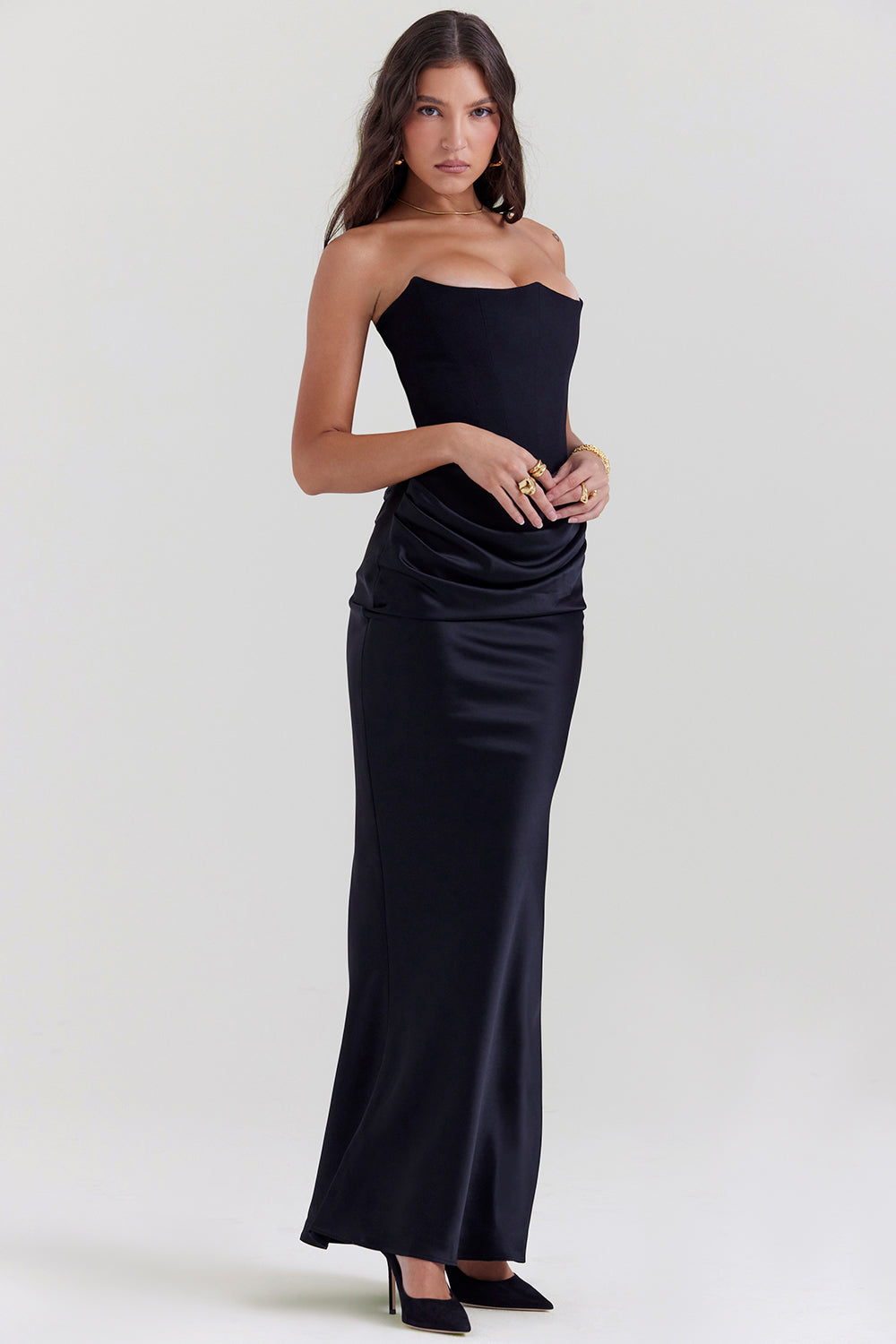 Shiloh - Elegant Strapless korset Maxi Jurk