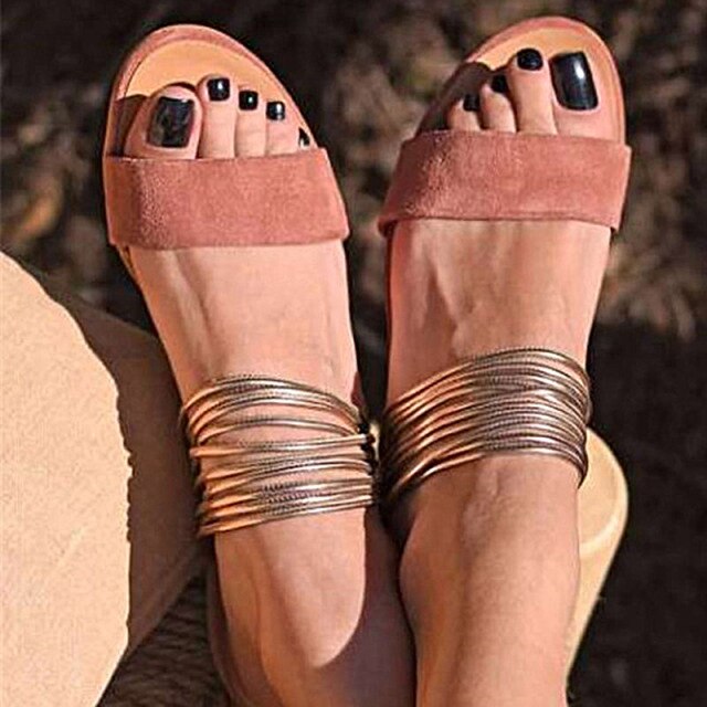 Delilah - Woestijngoud, Prachtige Suède Sandalen met Metallic Bandjes