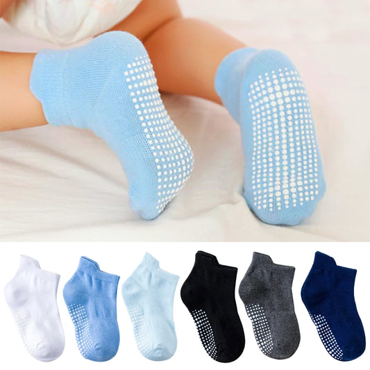 6 Paar Peuter en Baby Anti-Slip Sokken met Extra Veel Veiligheidsnoppen