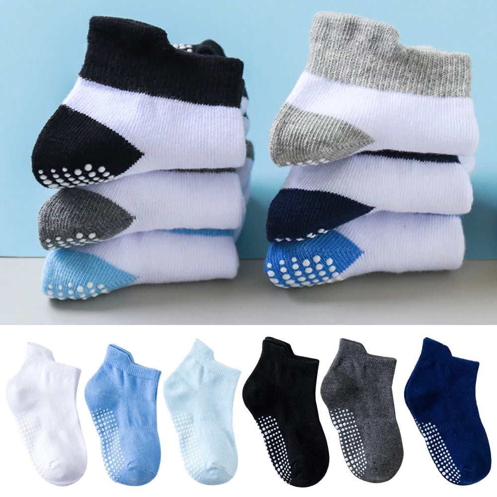6 Paar Peuter en Baby Anti-Slip Sokken met Extra Veel Veiligheidsnoppen