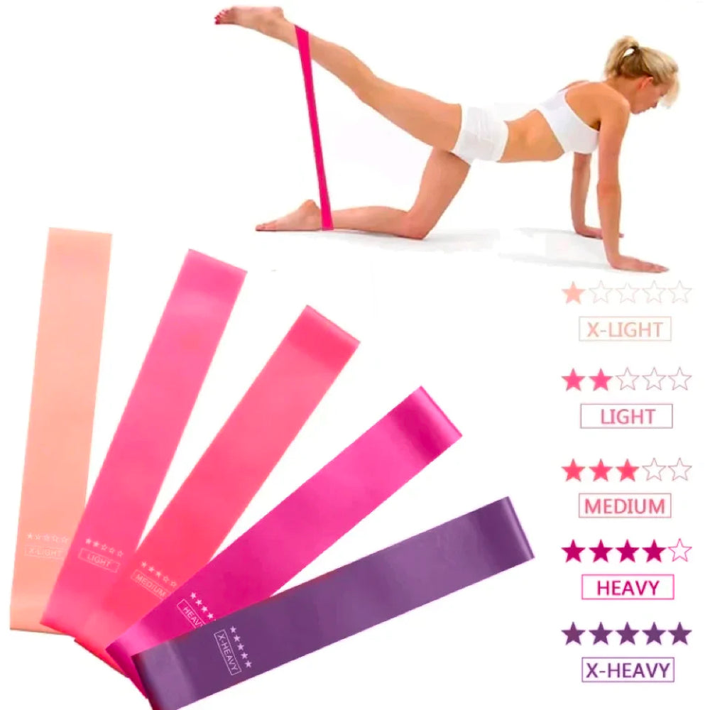 Powerful Pink™ Weerstandsbanden | Fitness met 5 type elastieken resistance bands