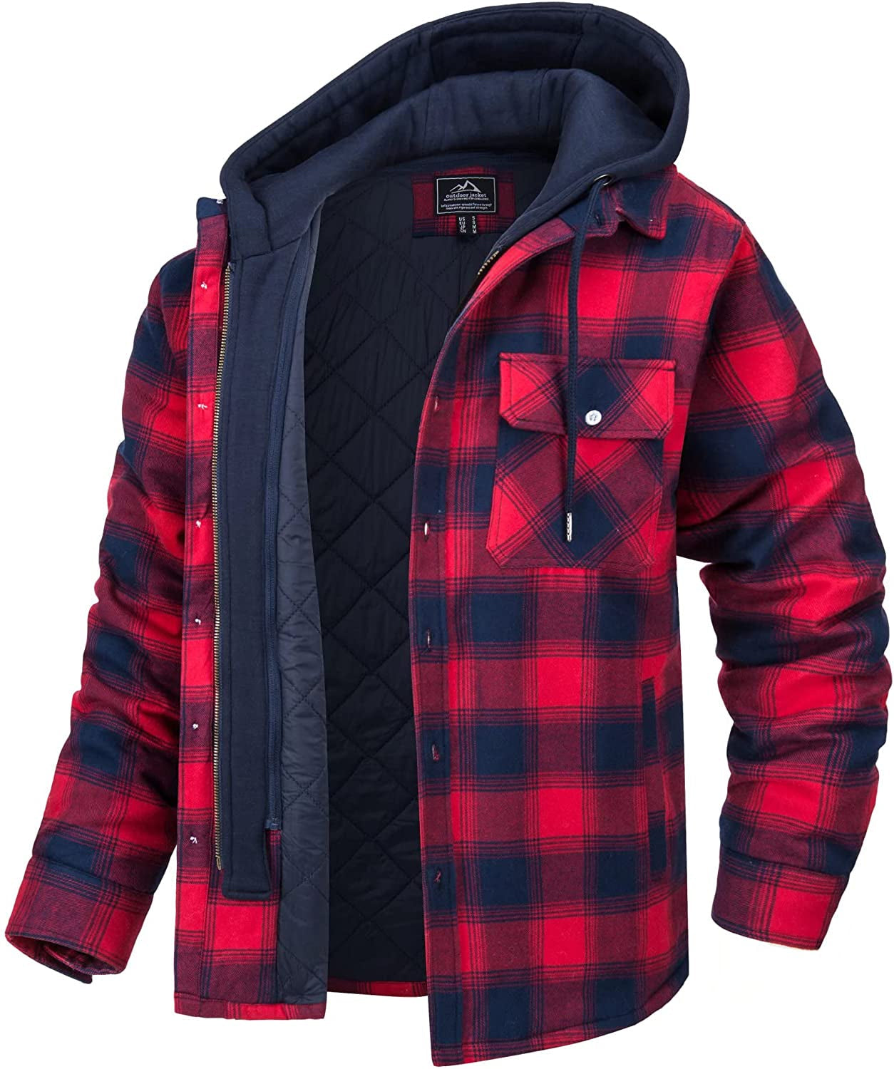 Herito Dubbele Laag Heren Jas met Plaid Patroon en Capuchon