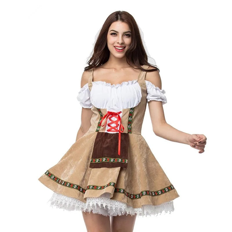 Janina - Klassieke Oktoberfest Dirndl Jurk met Gingham Rok