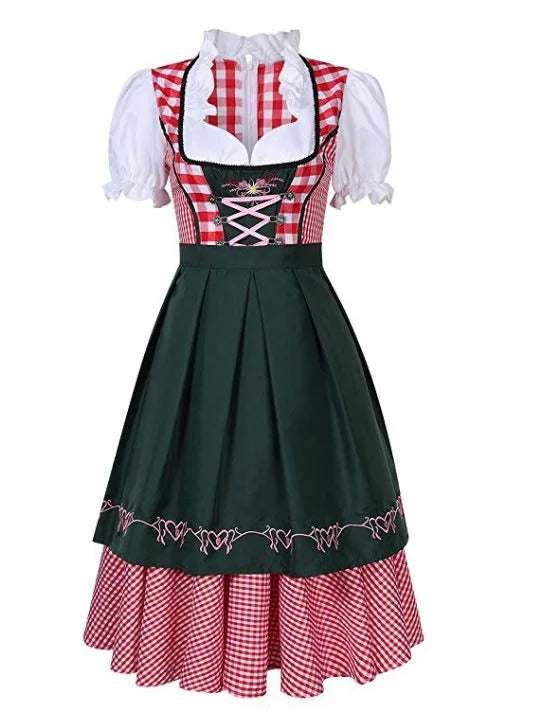 Janina - Klassieke Oktoberfest Dirndl Jurk met Gingham Rok