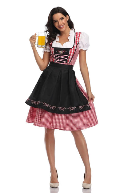 Janina - Klassieke Oktoberfest Dirndl Jurk met Gingham Rok