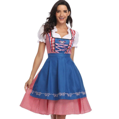 Janina - Klassieke Oktoberfest Dirndl Jurk met Gingham Rok