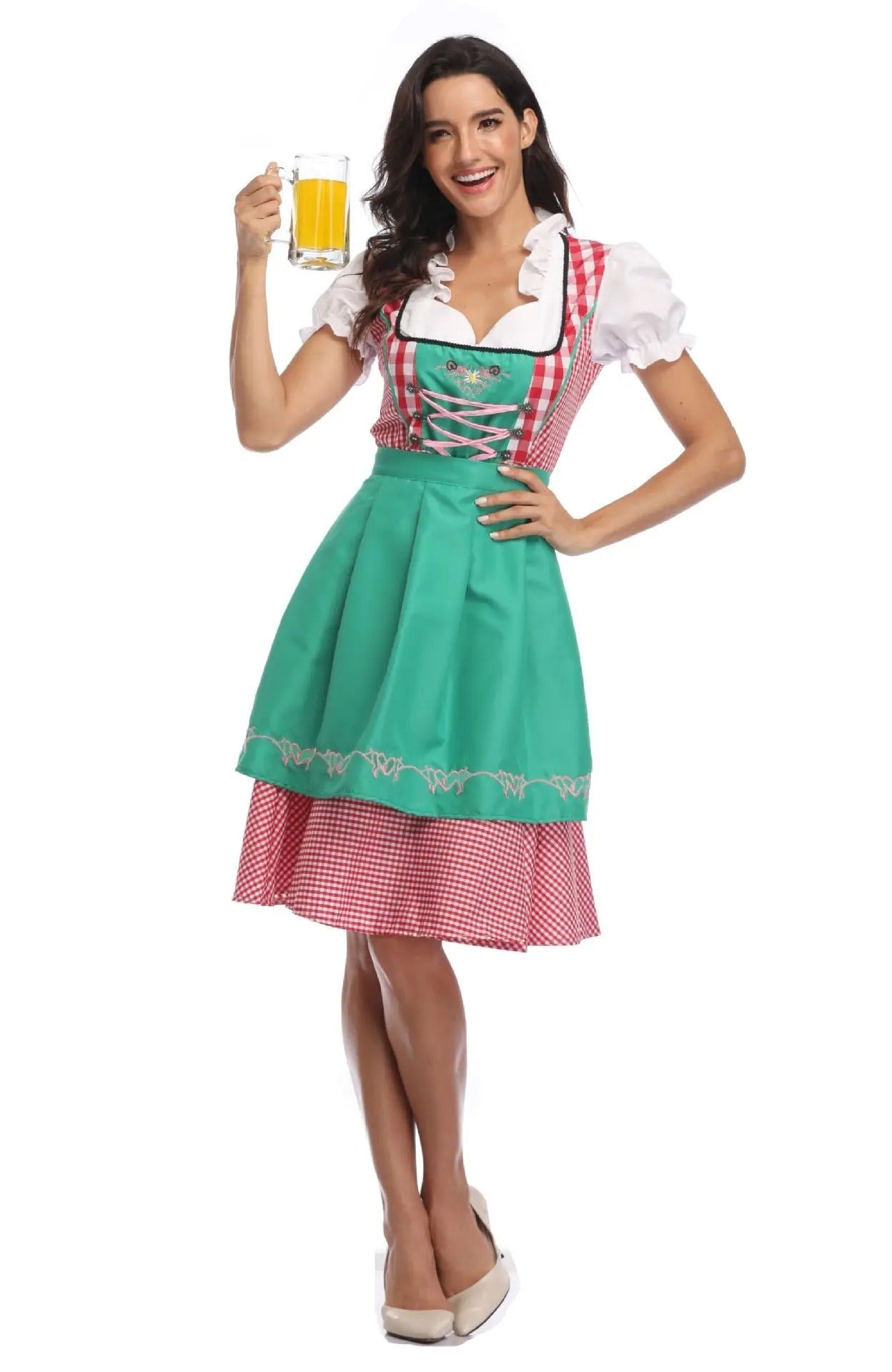 Janina - Klassieke Oktoberfest Dirndl Jurk met Gingham Rok