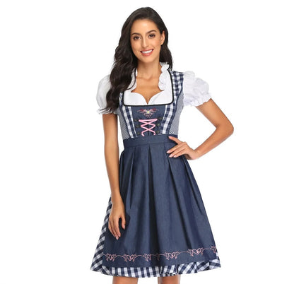 Janina - Klassieke Oktoberfest Dirndl Jurk met Gingham Rok