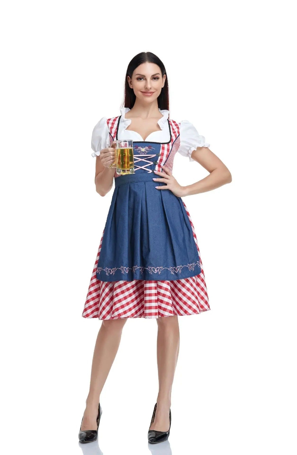 Janina - Klassieke Oktoberfest Dirndl Jurk met Gingham Rok